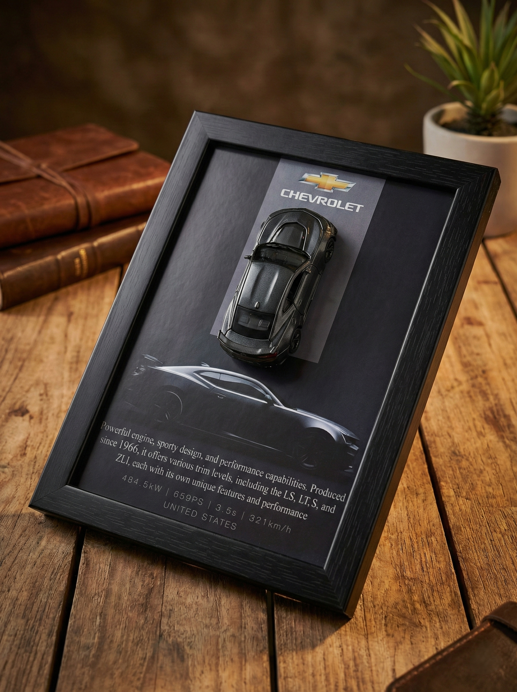 Chevrolet Camaro 3D Model Frame – A4 Size